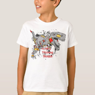 ロボットサイボーグのティラノサウルス・レックスの恐竜のワイシャツ Tシャツ