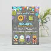 ロボットジーニアスギアツールチャルクボード誕生日 招待状 (スタンド正面)