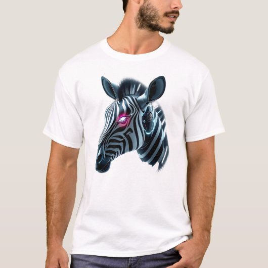ロボットゼブラ顔アート Tシャツ (正面)
