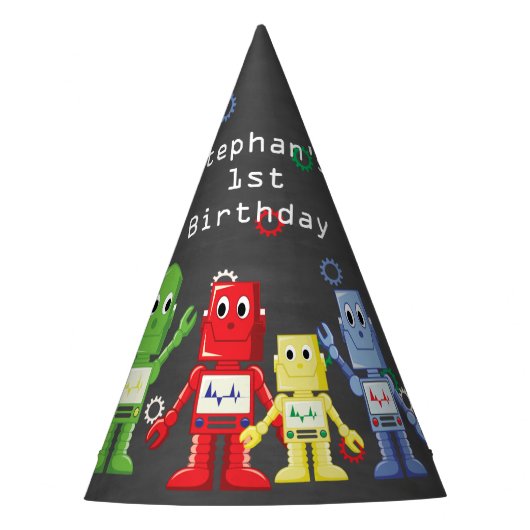 ロボットテーマの誕生会の帽子 パーティーハット (正面)