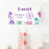 ロボットテーマの誕生日パーティの背景 横断幕 (インサイチュ)