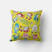 ロボットテーマカラフル：シームレスパターン。 クッション (裏面)