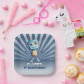 ロボットテーマ1回目の誕生日パーティー ペーパープレート (パーティー)