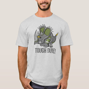 ロボットトリケラトプスの恐竜の堅い男のTシャツ Tシャツ