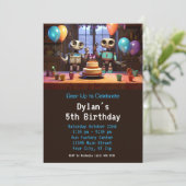 ロボットバースデーパーティ招待状デジタルダウンロード 招待状 (スタンド正面)