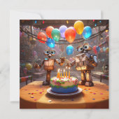 ロボットバースデーパーティ招待状デジタルダウンロード 招待状 (裏面)