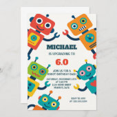 ロボットパーティの招待状 子供へ 招待状 (正面/裏面)