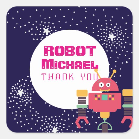 ロボットパーティーがボルトに青いピンクの星ナットを供給 スクエアシール (正面)