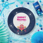 ロボットパーティーがボルトに青いピンクの星ナットを供給 ペーパープレート (パーティー)