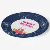 ロボットパーティーがボルトに青いピンクの星ナットを供給 ペーパープレート (アングル)