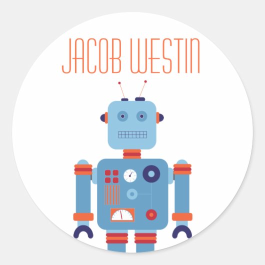 ロボットパーティーステッカーラベル ラウンドシール (正面)