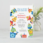 ロボットパーティーテーマ誕生日 招待状 (スタンド正面)