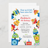 ロボットパーティーテーマ誕生日 招待状 (正面/裏面)