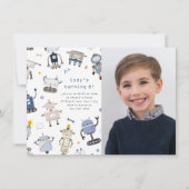 ロボットフォト誕生日パーティーの招待 招待状 (正面)