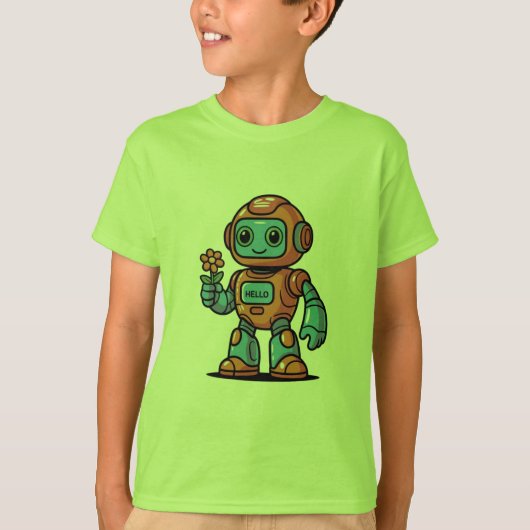 ロボットフレンドリーマンガの子供のTシャツ Tシャツ (正面)