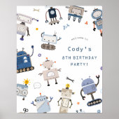 ロボットブルーバースデーパーティー歓迎サイン ポスター (正面)