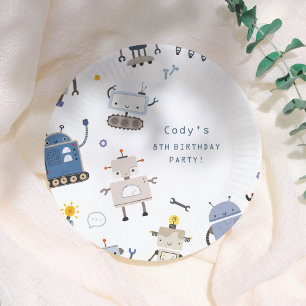 ロボットブルー誕生日パーティー ペーパープレート