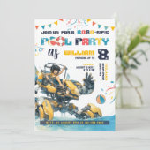 ロボットプールパーティー誕生日招待状 招待状 (スタンド正面)