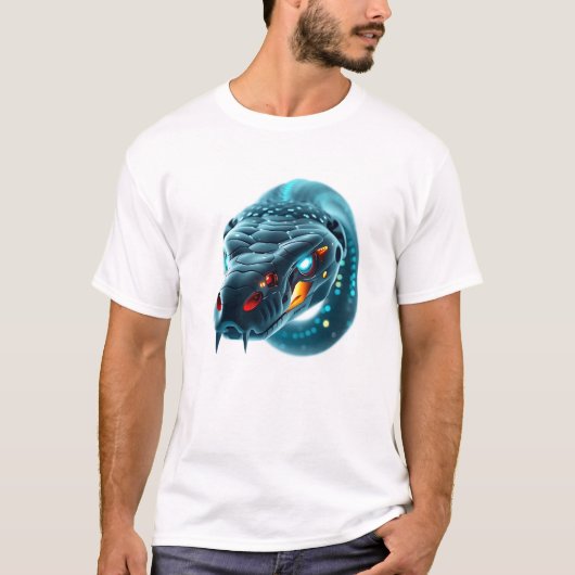 ロボットヘビ顔アート Tシャツ (正面)