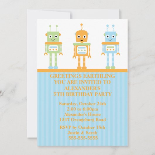 ロボットボーイズ誕生会 招待状 (正面)
