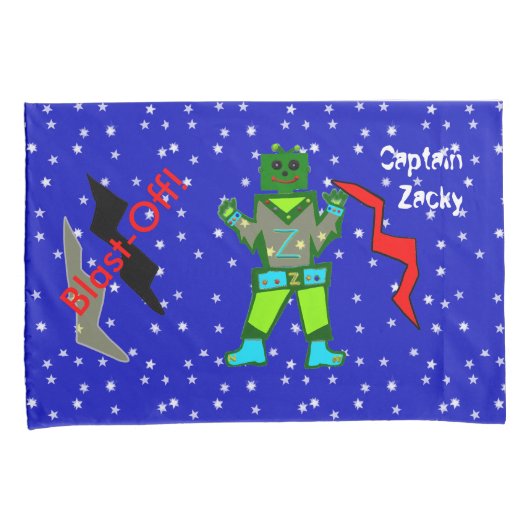 ロボットボーイ宇宙船子供用キング枕カバーセット 枕カバー (正面右)