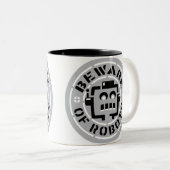 ロボットマグの用心して下さい ツートーンマグカップ (正面右)