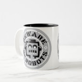 ロボットマグの用心して下さい ツートーンマグカップ (正面左)