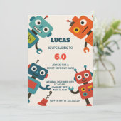 ロボットモダン誕生日招待状 招待状 (スタンド正面)