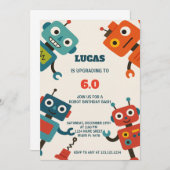 ロボットモダン誕生日招待状 招待状 (正面/裏面)