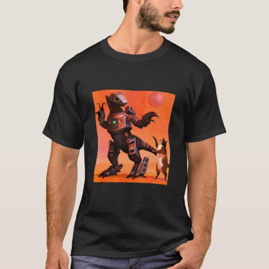 ロボットレックスの猫とダンスアート Tシャツ (正面)