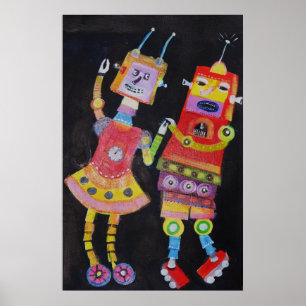 ロボットレトロのヴィンテージのポップアート ポスター