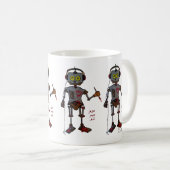 ロボットレトロの未来派の通りの芸術の漫画 コーヒーマグカップ (正面右)