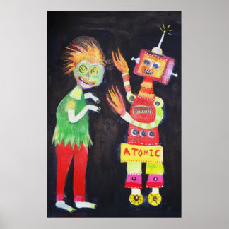 ロボットレトロヴィンテージポップ・アートのアート ポスター