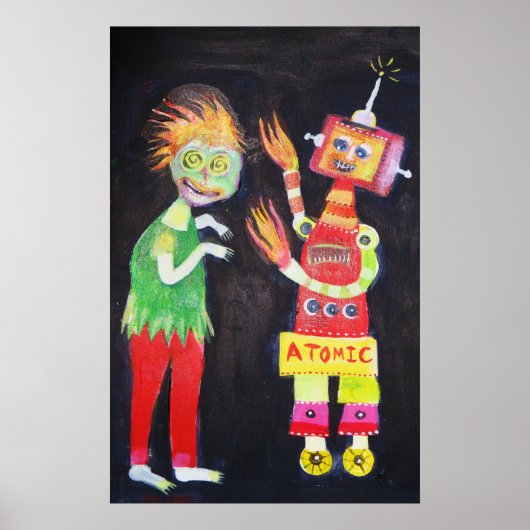 ロボットレトロヴィンテージポップ・アートのアート ポスター (正面)