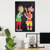 ロボットレトロヴィンテージポップ・アートのアート ポスター (ホームオフィス)