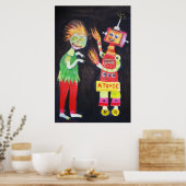 ロボットレトロヴィンテージポップ・アートのアート ポスター (キッチン)