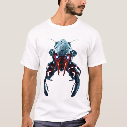 ロボットロブスター顔アート Tシャツ (正面)