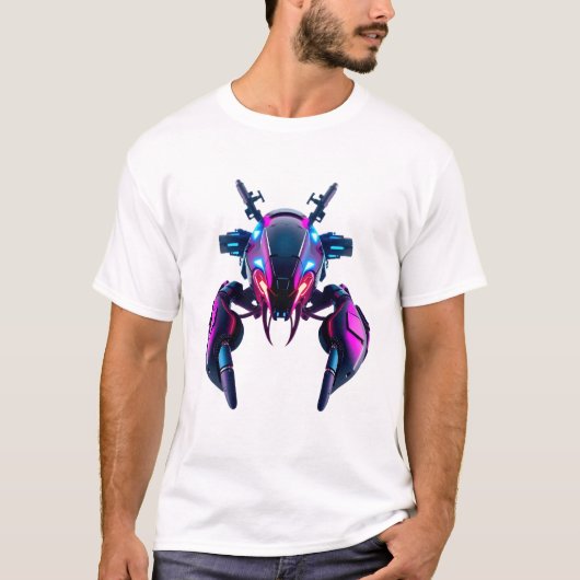 ロボットロブスター顔ネオン Tシャツ (正面)