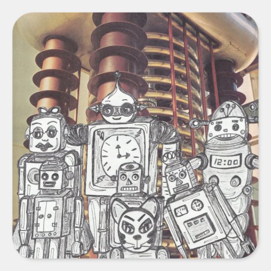 ロボット休日8 スクエアシール (正面)