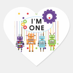ロボット初誕生日Tシャツとギフト ハートシール