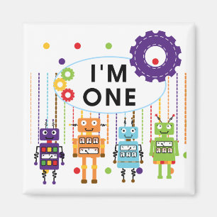 ロボット初誕生日Tシャツとギフト マグネット