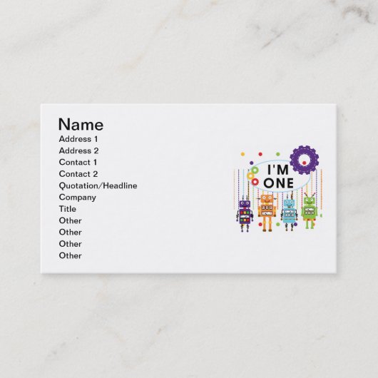 ロボット初誕生日Tシャツとギフト 名刺 (正面)