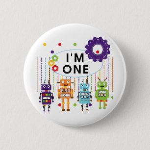 ロボット初誕生日Tシャツとギフト 缶バッジ