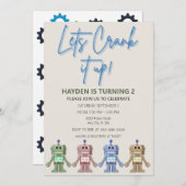 ロボット及びギア誕生日招待状 招待状 (正面/裏面)