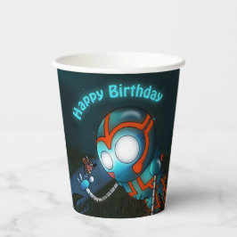ロボット及び蝶誕生日 紙コップ