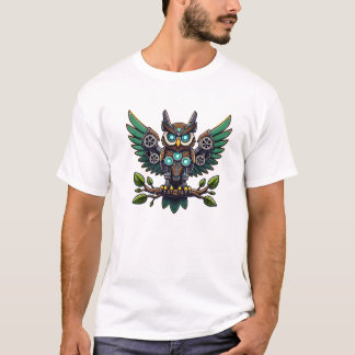 ロボット型フクロウ Tシャツ