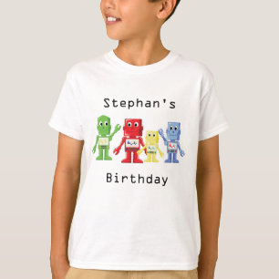 ロボット多彩なイラストレーションの誕生日のTシャツ Tシャツ