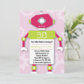 ロボット女の子のテーマの誕生日のパーティの招待状 招待状 (スタンド正面)