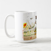 ロボット女の子の監視日の出 コーヒーマグカップ (左)