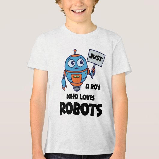 ロボット好きな少年 キッズ トライブレンドTシャツ (正面)
